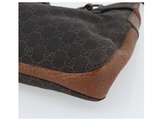 Borsa a Spalla GUCCI GG Canvas Horsebit Marrone Scuro Nero 101975 Auth BA13967A - vista 15
