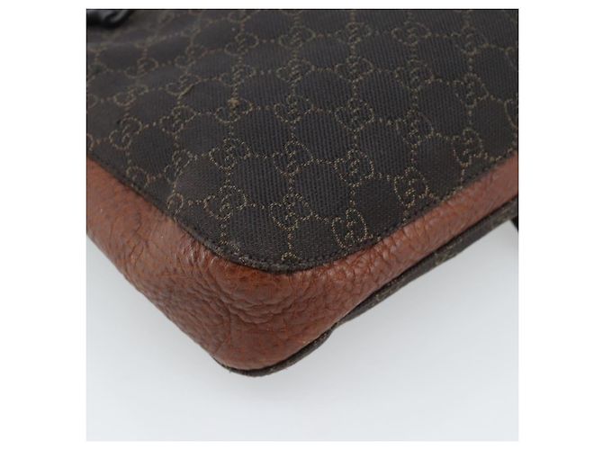 Borsa a Spalla GUCCI GG Canvas Horsebit Marrone Scuro Nero 101975 Auth BA13967A - vista 16
