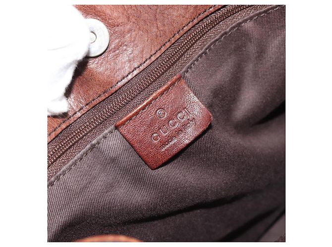 Borsa a Spalla GUCCI GG Canvas Horsebit Marrone Scuro Nero 101975 Auth BA13967A - vista 17