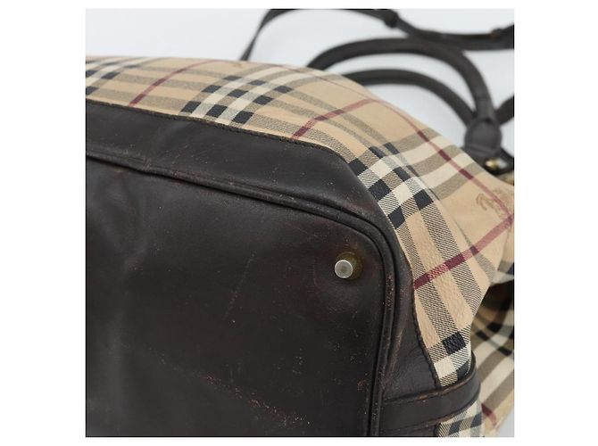 Borsa Tote BURBERRY Nova Check PVC 2way Beige Oro Auth 190614 D'oro - vista 15