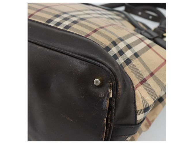 Borsa Tote BURBERRY Nova Check PVC 2way Beige Oro Auth 190614 D'oro - vista 17