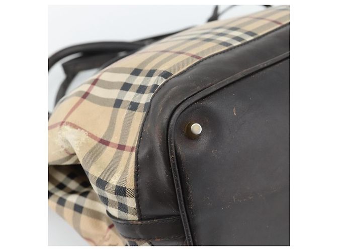Borsa Tote BURBERRY Nova Check PVC 2way Beige Oro Auth 190614 D'oro - vista 18