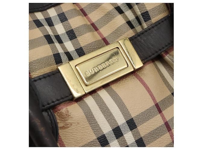 Borsa Tote BURBERRY Nova Check PVC 2way Beige Oro Auth 190614 D'oro - vista 19