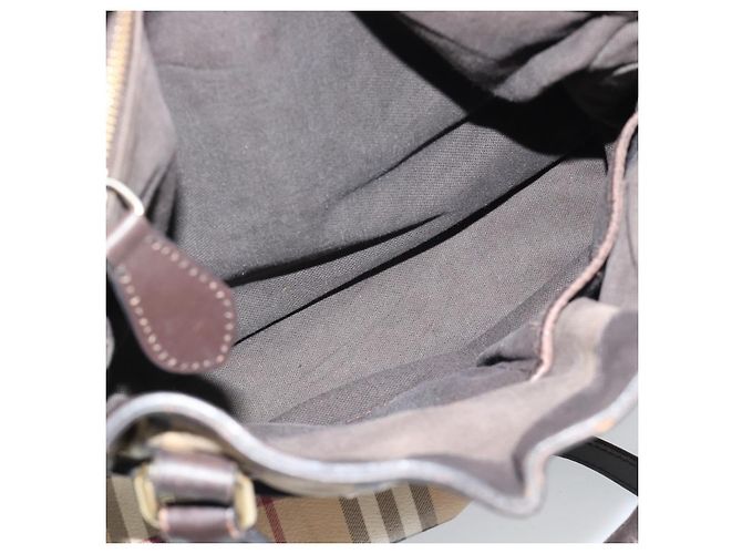 Borsa Tote BURBERRY Nova Check PVC 2way Beige Oro Auth 190614 D'oro - vista 27
