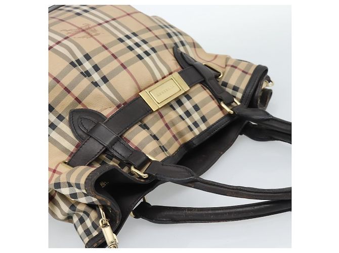 Borsa Tote BURBERRY Nova Check PVC 2way Beige Oro Auth 190614 D'oro - vista 6
