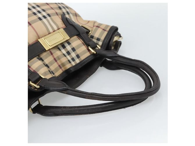 Borsa Tote BURBERRY Nova Check PVC 2way Beige Oro Auth 190614 D'oro - vista 7