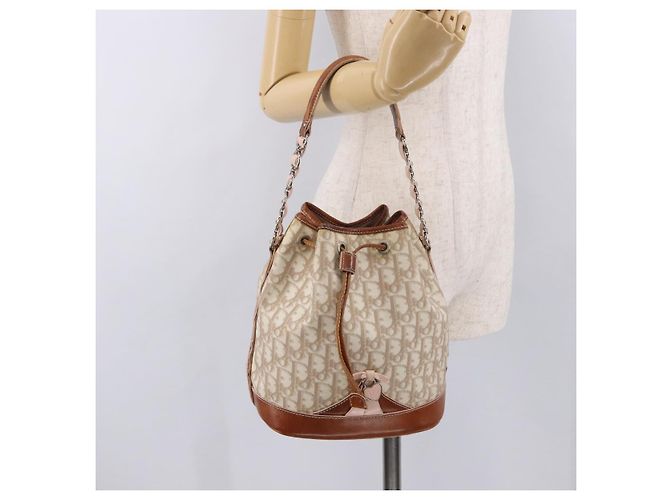 Borsa a tracolla Christian Dior Romantic Chain PVC Beige Argento Auth 191704 - vista 24