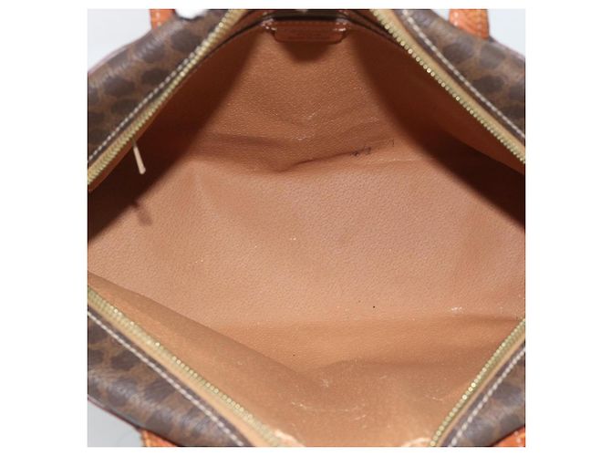 Céline Borsa CELINE Macadam Canvas PVC Pelle Marrone Oro Auth mr2662 D'oro - vista 10