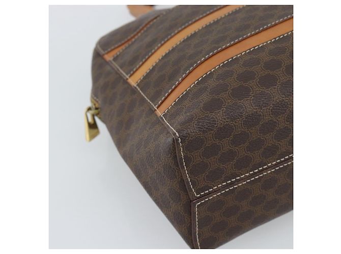 Céline Borsa CELINE Macadam Canvas PVC Pelle Marrone Oro Auth mr2662 D'oro - vista 14