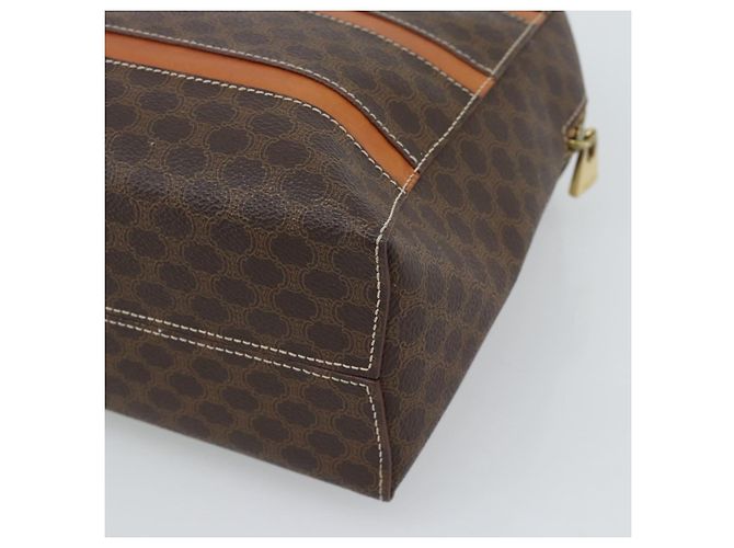 Céline Borsa CELINE Macadam Canvas PVC Pelle Marrone Oro Auth mr2662 D'oro - vista 15