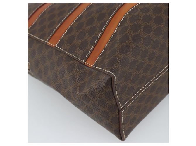 Céline Borsa CELINE Macadam Canvas PVC Pelle Marrone Oro Auth mr2662 D'oro - vista 16