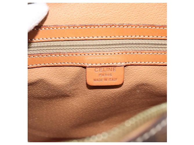 Céline Borsa CELINE Macadam Canvas PVC Pelle Marrone Oro Auth mr2662 D'oro - vista 18