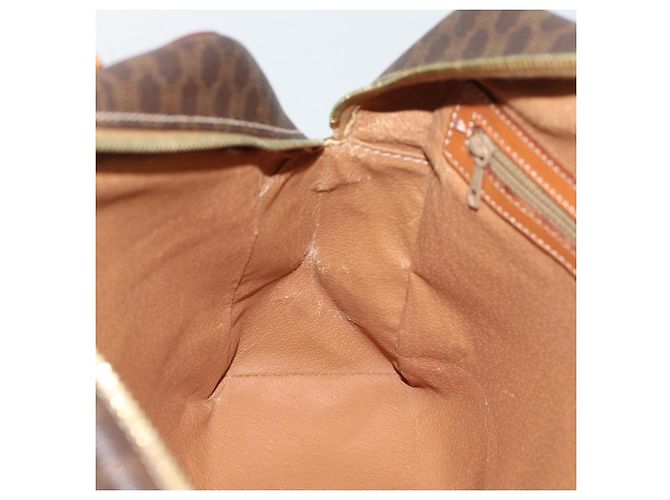 Céline Borsa CELINE Macadam Canvas PVC Pelle Marrone Oro Auth mr2662 D'oro - vista 20