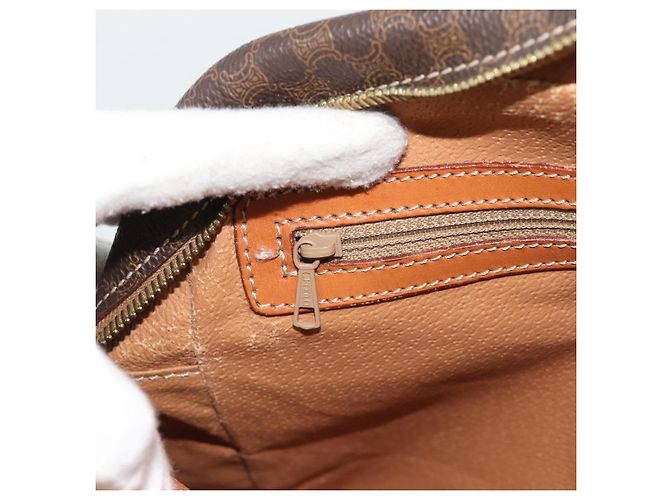 Céline Borsa CELINE Macadam Canvas PVC Pelle Marrone Oro Auth mr2662 D'oro - vista 21