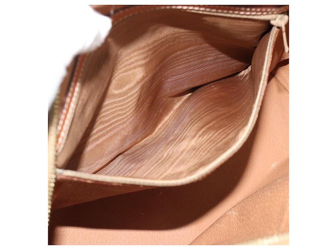 Céline Borsa CELINE Macadam Canvas PVC Pelle Marrone Oro Auth mr2662 D'oro - vista 22