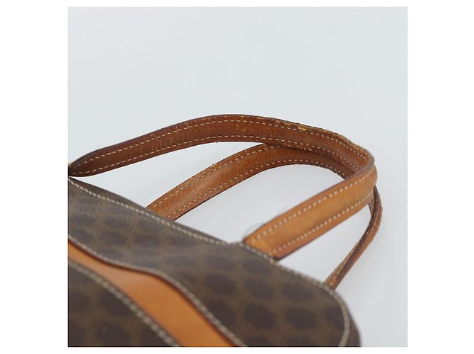 Céline Borsa CELINE Macadam Canvas PVC Pelle Marrone Oro Auth mr2662 D'oro - vista 8
