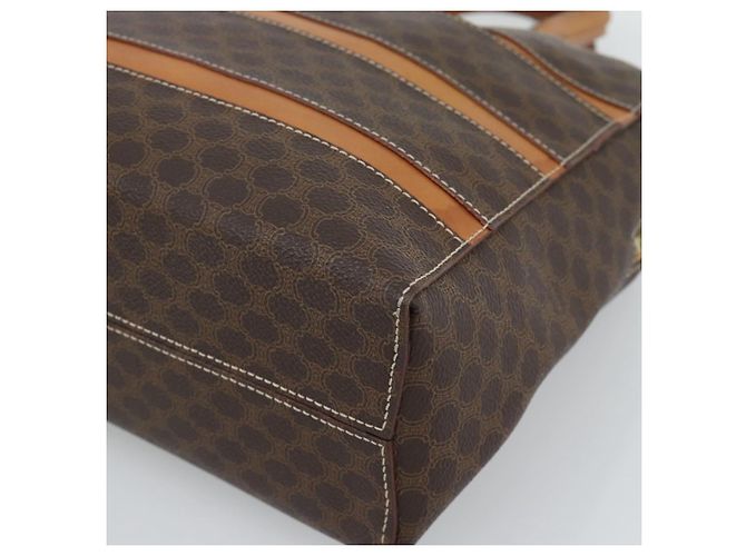 Céline Borsa CELINE Macadam Canvas PVC Pelle Marrone Oro Auth mr2662 D'oro - vista 9