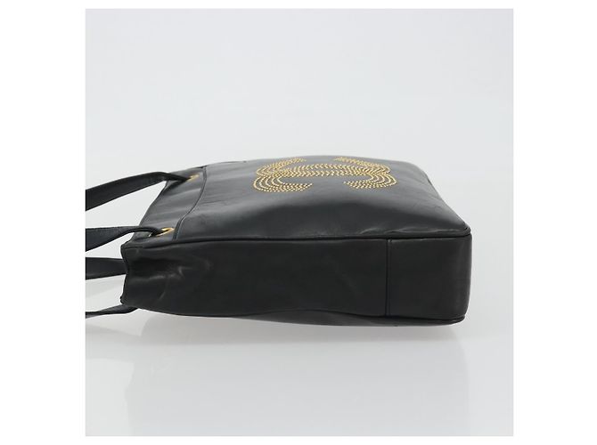 CHANEL COCO Mark Tote Bag Leder Schwarz Gold CC Auth 190947SAV Golden - Ansicht 4
