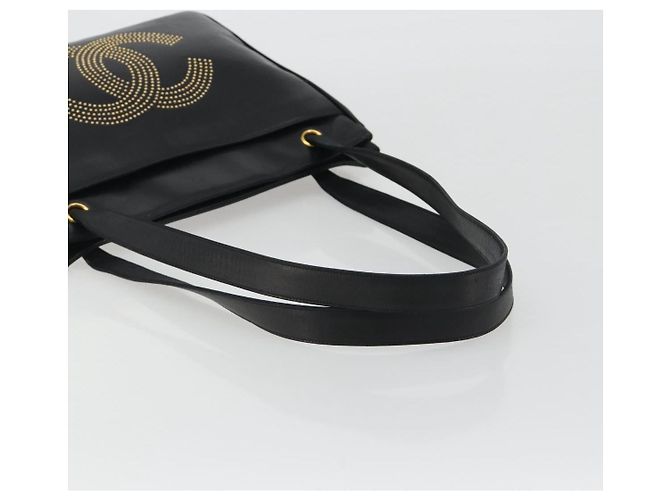 CHANEL COCO Mark Tote Bag Leder Schwarz Gold CC Auth 190947SAV Golden - Ansicht 7