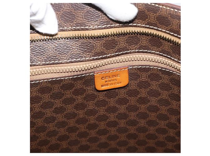 Céline CELINE Macadam Canvas Tote Bag PVC Leder Braun Gold Auth 190411 Golden - Ansicht 17