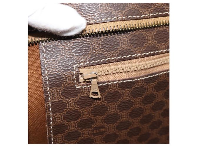 Céline CELINE Macadam Canvas Tote Bag PVC Leder Braun Gold Auth 190411 Golden - Ansicht 20