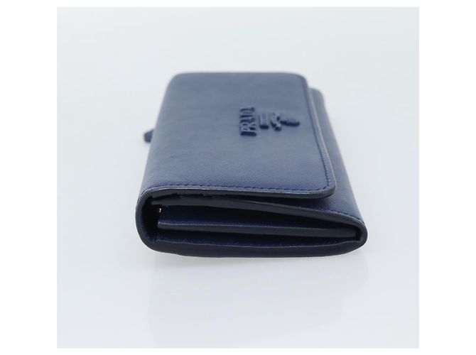 Saffiano Carteira longa PRADA em couro Safiano azul ouro Auth 190465A Dourado - vista 3