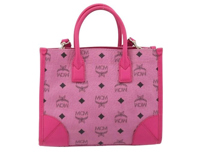 Borsa a Mano MCM Vicetos Logogramma PVC Pelle 2way Oro Rosa Auth mr2718A D'oro - vista 13