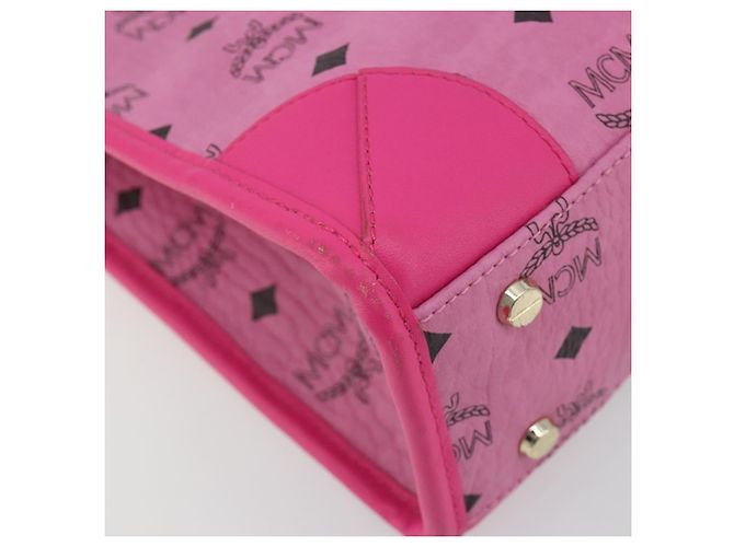Borsa a Mano MCM Vicetos Logogramma PVC Pelle 2way Oro Rosa Auth mr2718A D'oro - vista 16
