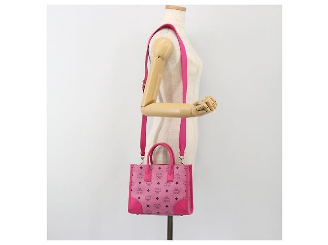 Borsa a Mano MCM Vicetos Logogramma PVC Pelle 2way Oro Rosa Auth mr2718A D'oro - vista 22