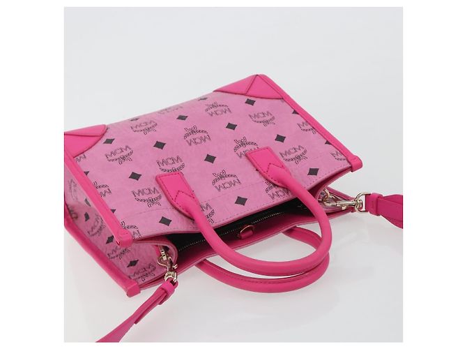 Borsa a Mano MCM Vicetos Logogramma PVC Pelle 2way Oro Rosa Auth mr2718A D'oro - vista 6