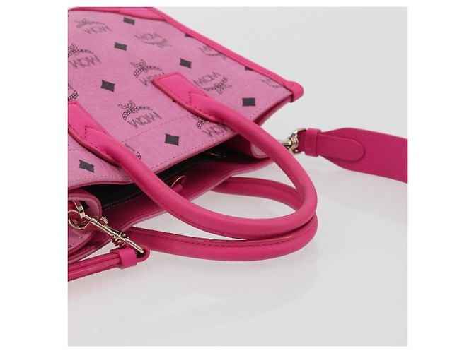 Borsa a Mano MCM Vicetos Logogramma PVC Pelle 2way Oro Rosa Auth mr2718A D'oro - vista 7