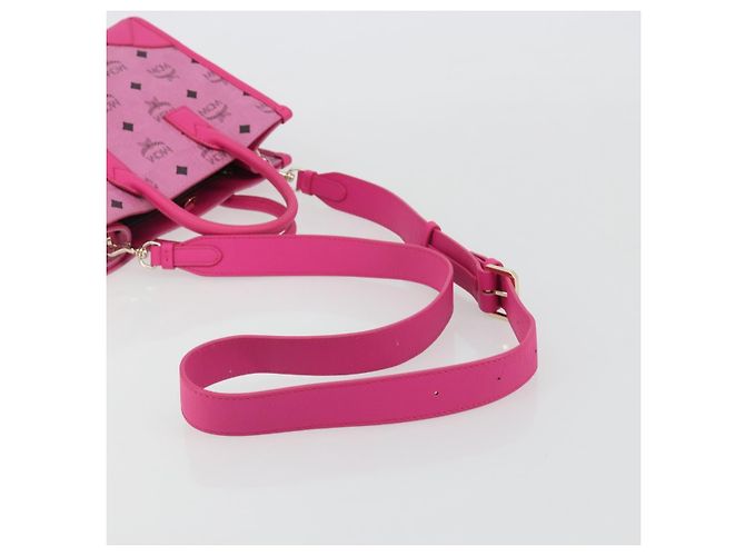 Borsa a Mano MCM Vicetos Logogramma PVC Pelle 2way Oro Rosa Auth mr2718A D'oro - vista 9