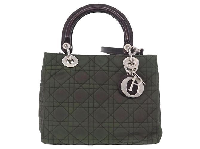 Borsa Christian Dior Canage Canvas 2way Verde Argento Auth ka5205 - vista 13