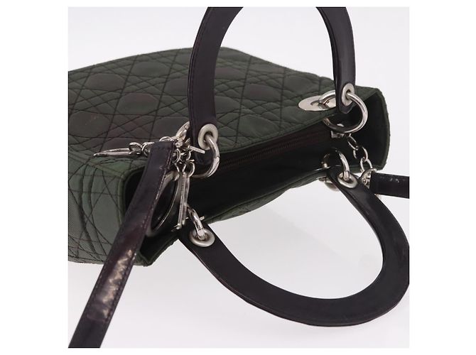 Borsa Christian Dior Canage Canvas 2way Verde Argento Auth ka5205 - vista 6