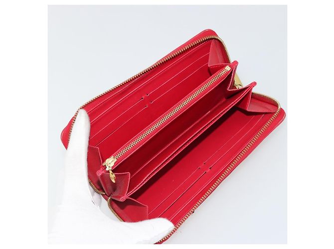 LOUIS VUITTON Monogram Vernis Zippy Wallet Long Rouge M91572 LV Auth 190517 Rosso - vista 9
