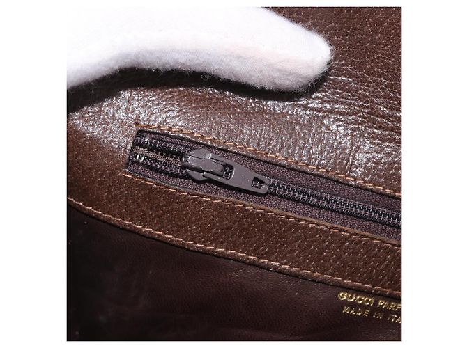 Pochette GUCCI GG Supreme Web Sherry Line PVC Beige Oro Auth BA13871 D'oro - vista 11