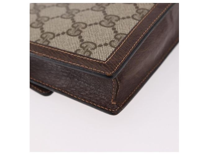 Pochette GUCCI GG Supreme Web Sherry Line PVC Beige Oro Auth BA13871 D'oro - vista 15