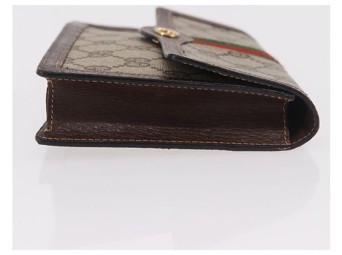 Pochette GUCCI GG Supreme Web Sherry Line PVC Beige Oro Auth BA13871 D'oro - vista 3