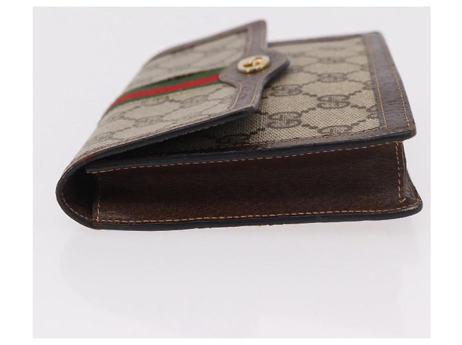 Pochette GUCCI GG Supreme Web Sherry Line PVC Beige Oro Auth BA13871 D'oro - vista 4