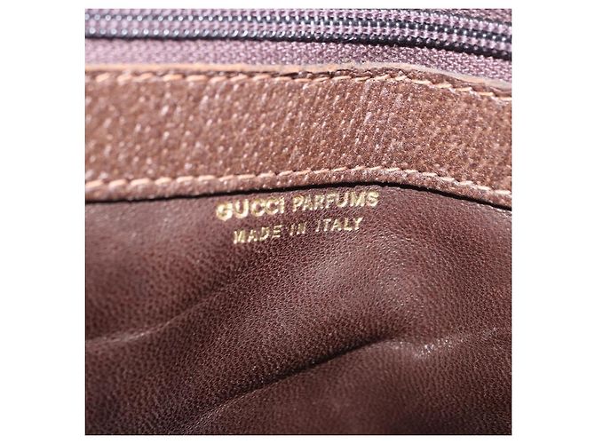 Pochette GUCCI GG Supreme Web Sherry Line PVC Beige Oro Auth BA13871 D'oro - vista 9