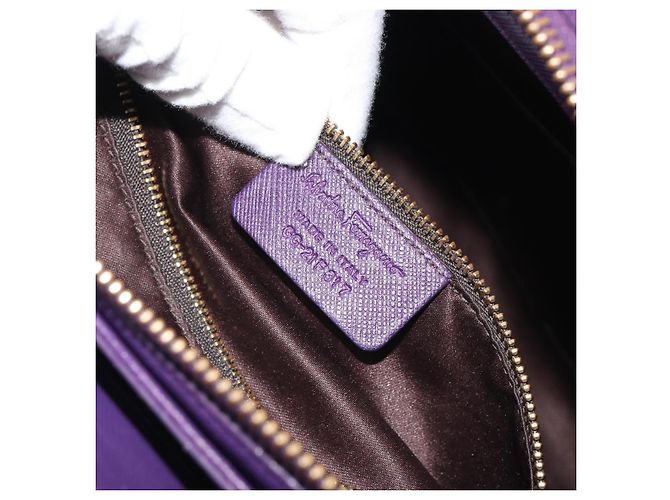 Borsa Salvatore Ferragamo Gancini in Pelle 2way Viola Oro Auth ka5151A D'oro Porpora - vista 12