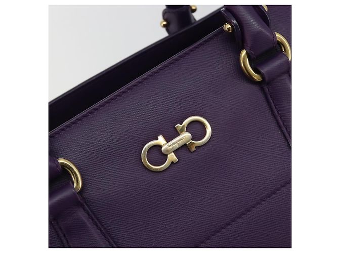 Borsa Salvatore Ferragamo Gancini in Pelle 2way Viola Oro Auth ka5151A D'oro Porpora - vista 18