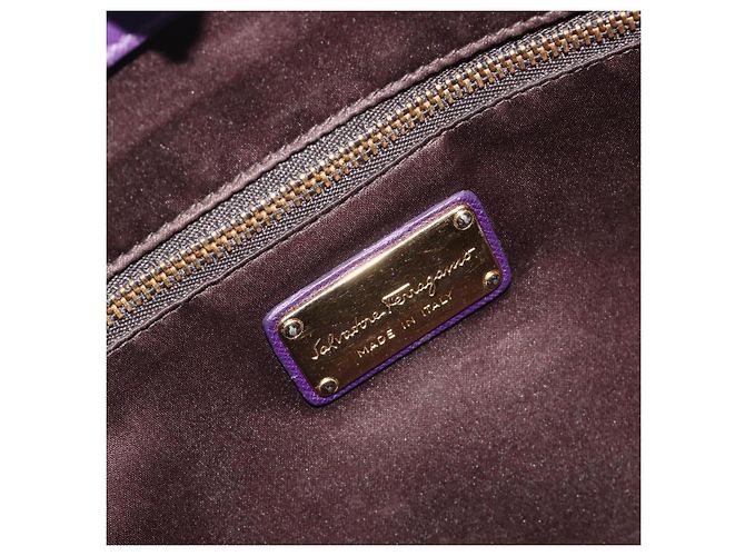 Borsa Salvatore Ferragamo Gancini in Pelle 2way Viola Oro Auth ka5151A D'oro Porpora - vista 20