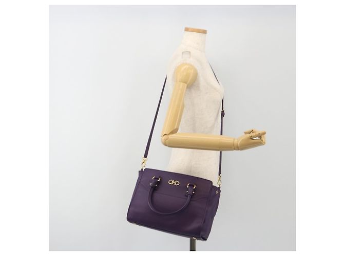Borsa Salvatore Ferragamo Gancini in Pelle 2way Viola Oro Auth ka5151A D'oro Porpora - vista 26