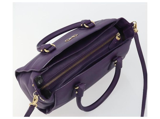 Borsa Salvatore Ferragamo Gancini in Pelle 2way Viola Oro Auth ka5151A D'oro Porpora - vista 6