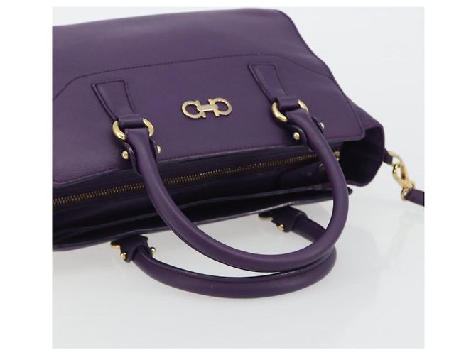Borsa Salvatore Ferragamo Gancini in Pelle 2way Viola Oro Auth ka5151A D'oro Porpora - vista 7