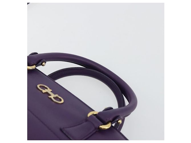 Borsa Salvatore Ferragamo Gancini in Pelle 2way Viola Oro Auth ka5151A D'oro Porpora - vista 8