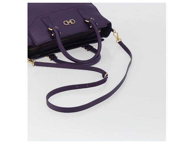 Borsa Salvatore Ferragamo Gancini in Pelle 2way Viola Oro Auth ka5151A D'oro Porpora - vista 9