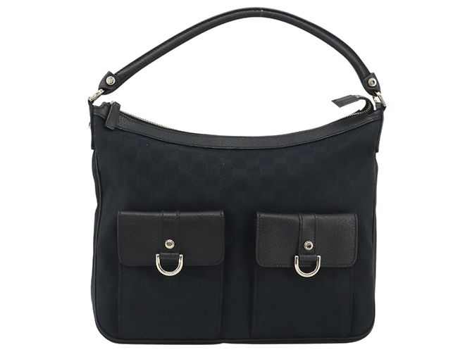 Borsa a Spalla GUCCI GG Canvas Abbey Nera Argento Silver Silver 153025 Auth 186646SAV Nero - vista 13
