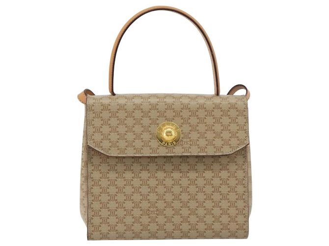Céline Borsa CELINE Macadam Canvas Star Ball PVC 2way Beige Gold Autentica 190408A D'oro - vista 13